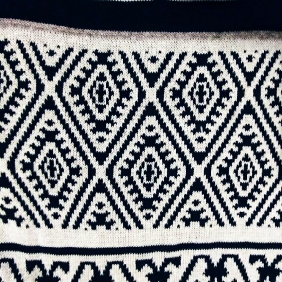 Lucky Brand Drape Front Jacquard Long Cardigan 1X Multicolor Black Beige BOHO - Picture 4 of 8